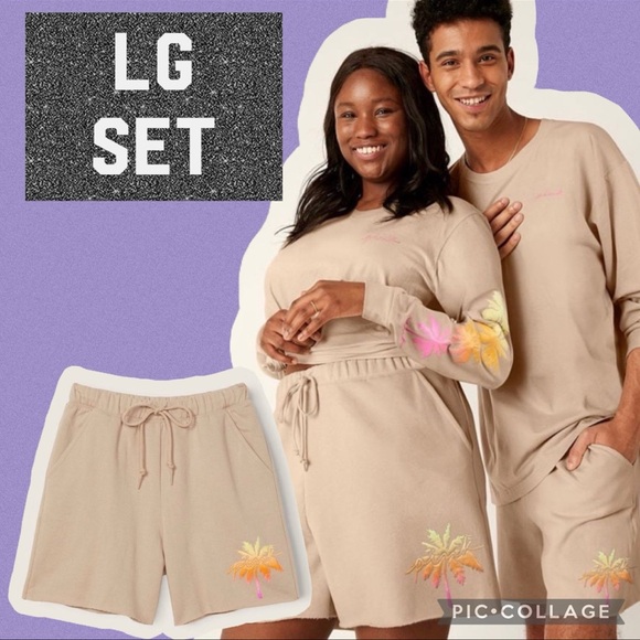 Vs PINK dad shorts long sleeve campus tee hummus floral logo - Picture 1 of 16